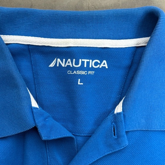 Nautica Mens Long Sleeve Polo Shirt Blue Classic Fit Cotton Logo Large L - Picture 7 of 11